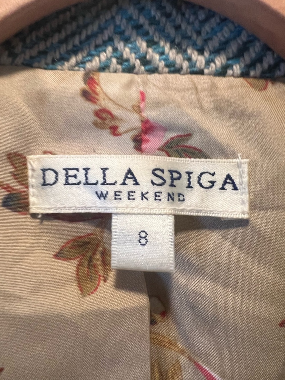 DELLA SPIGA Herringbone Tweed Blazer Tailored green blue Jacket - Picture 8 of 8